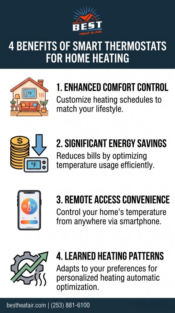 Infographic showing 4 benefits of a smart themorstat